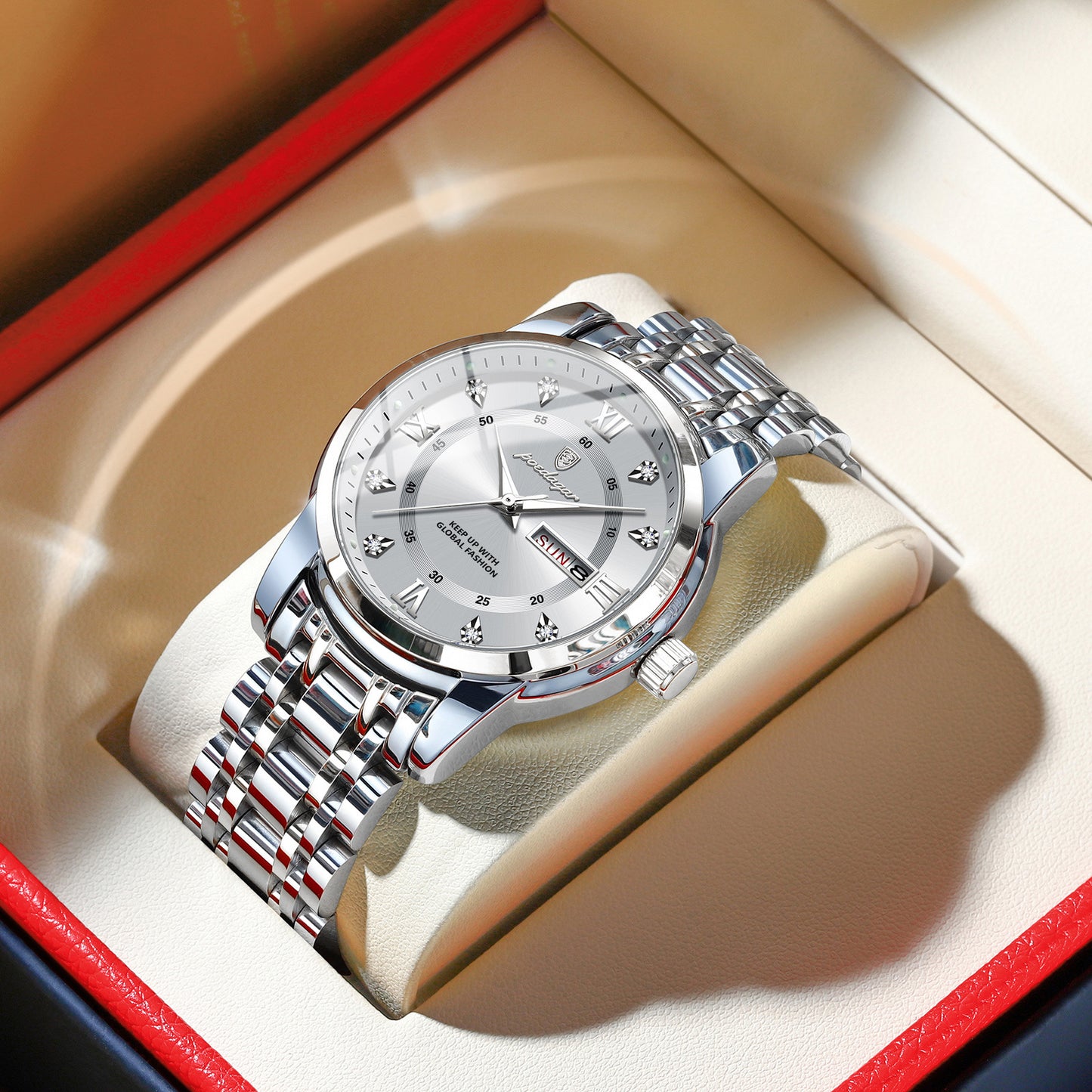 Swiss brand waterproof new men's watch dual calendar luminous quartz watch