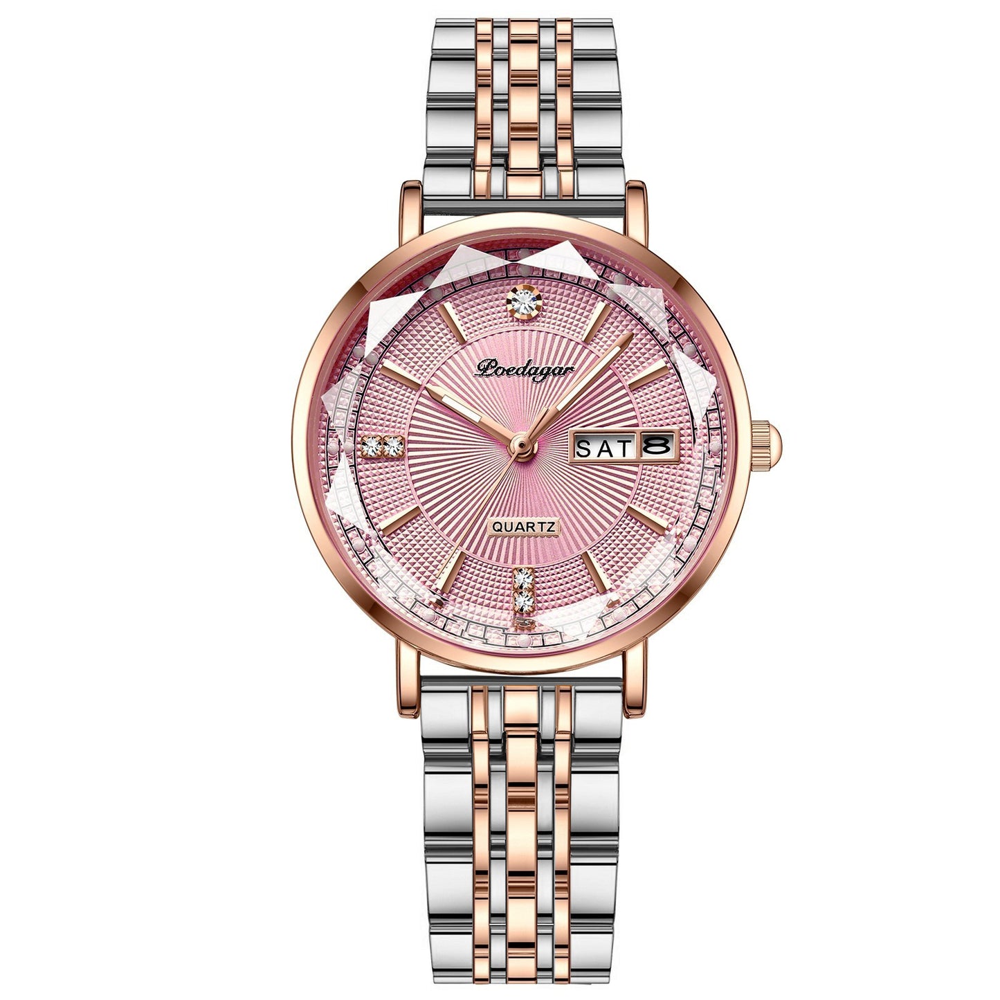 Swiss brand new waterproof luminous women's watch dual calendar quartz watch with steel strap
