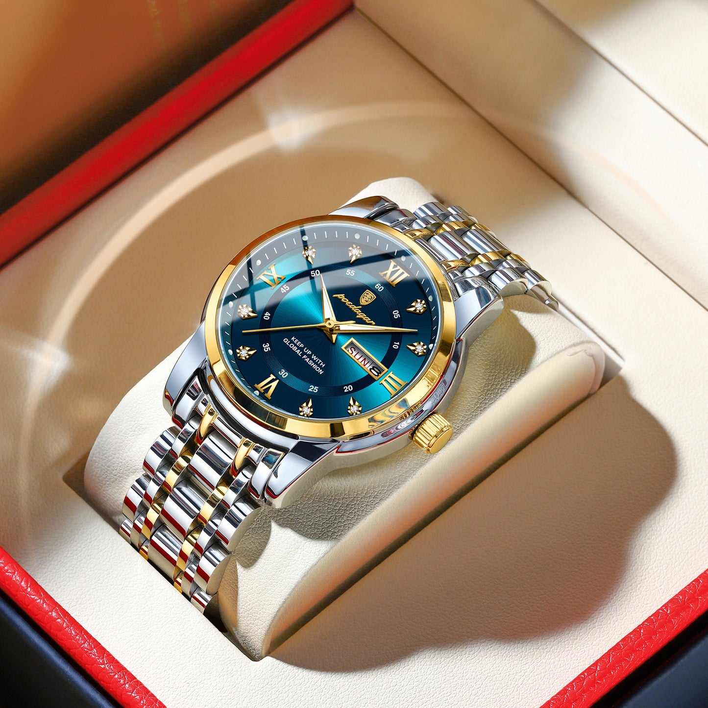 Swiss brand waterproof new men's watch dual calendar luminous quartz watch