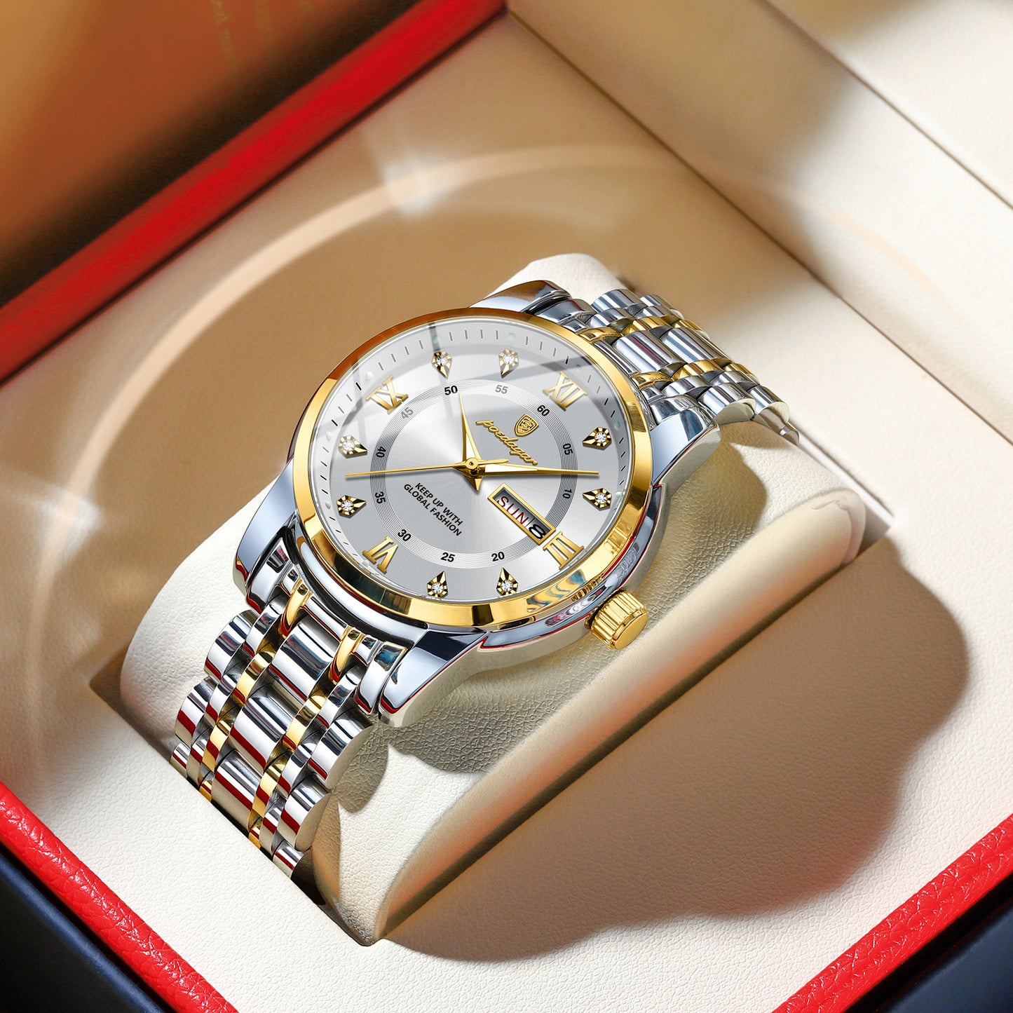 Swiss brand waterproof new men's watch dual calendar luminous quartz watch