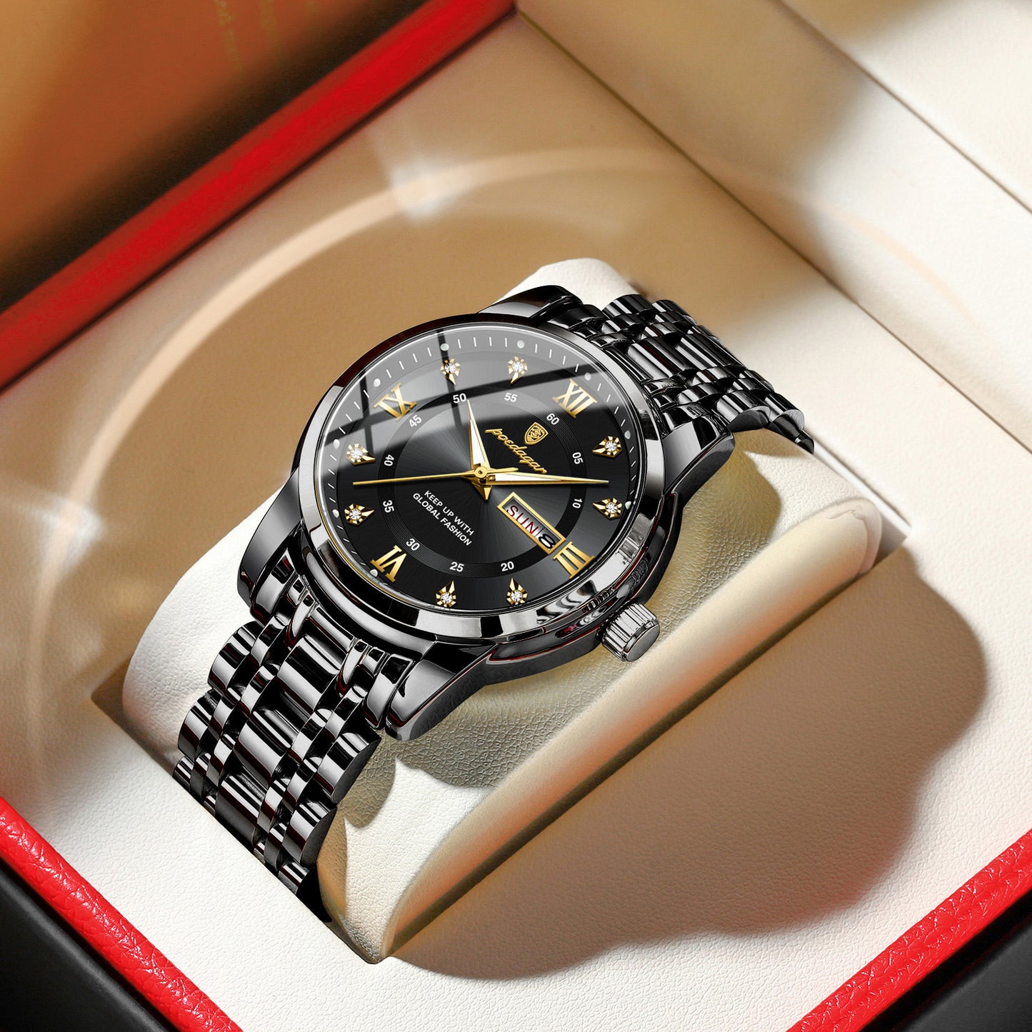 Swiss brand waterproof new men's watch dual calendar luminous quartz watch