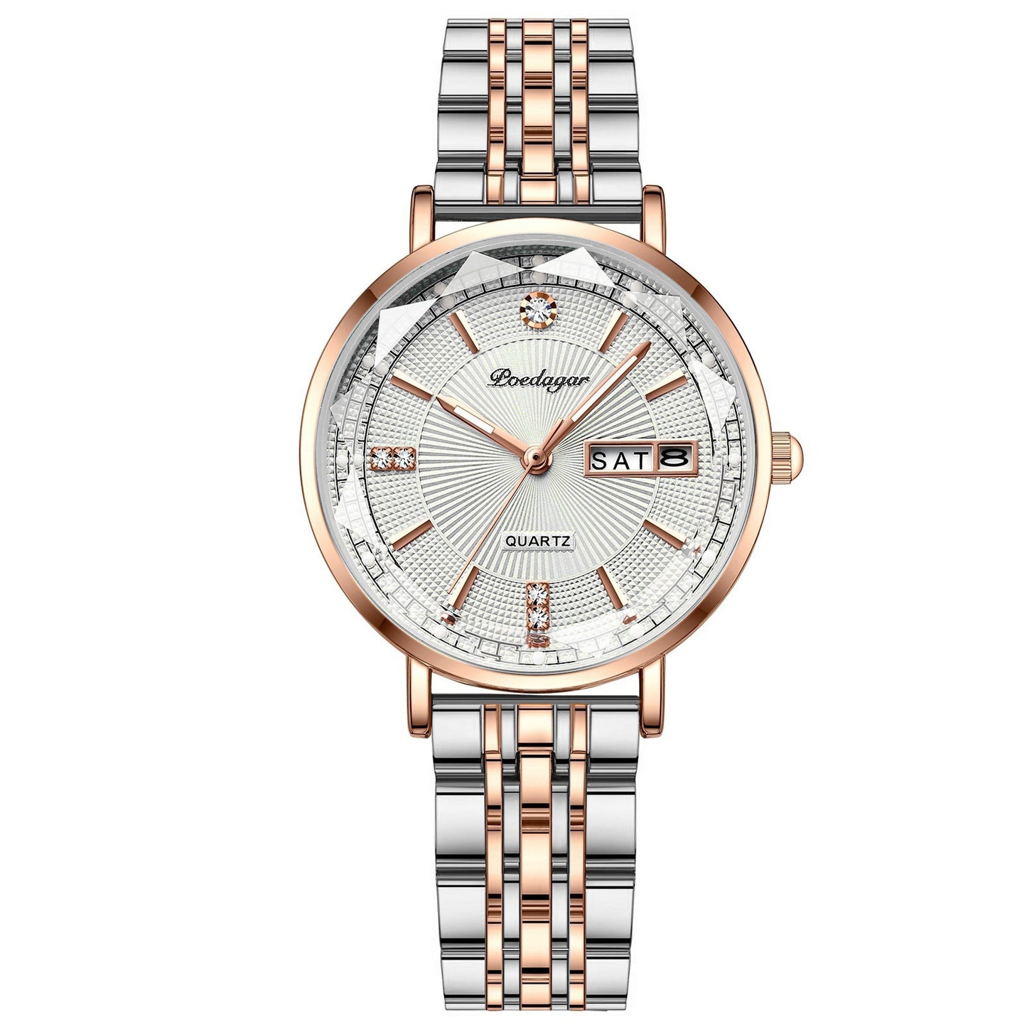 Swiss brand new waterproof luminous women's watch dual calendar quartz watch with steel strap