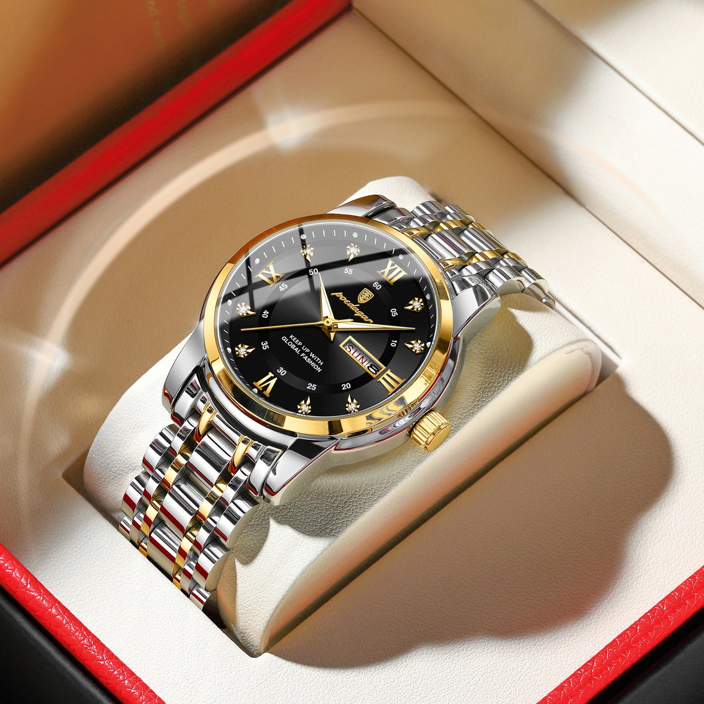Swiss brand waterproof new men's watch dual calendar luminous quartz watch