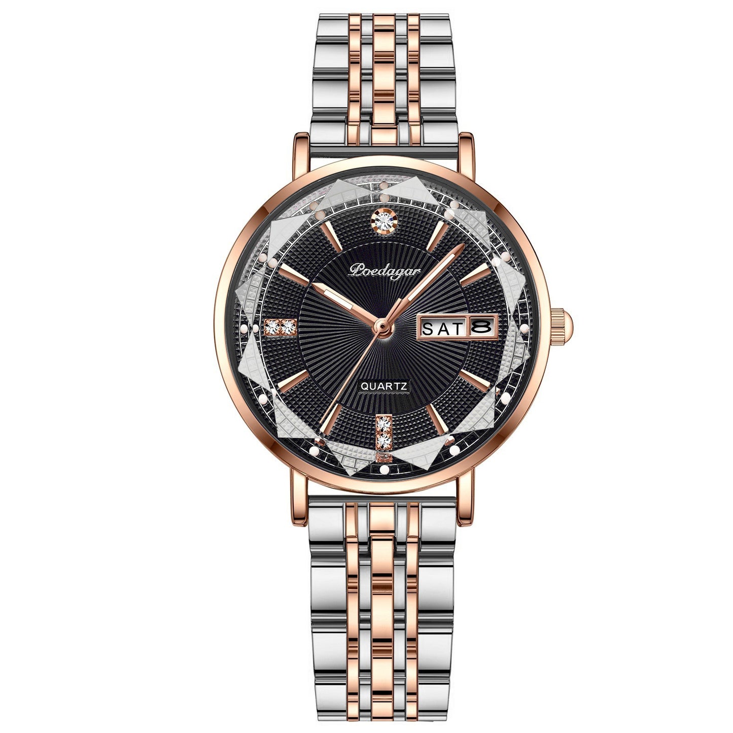 Swiss brand new waterproof luminous women's watch dual calendar quartz watch with steel strap